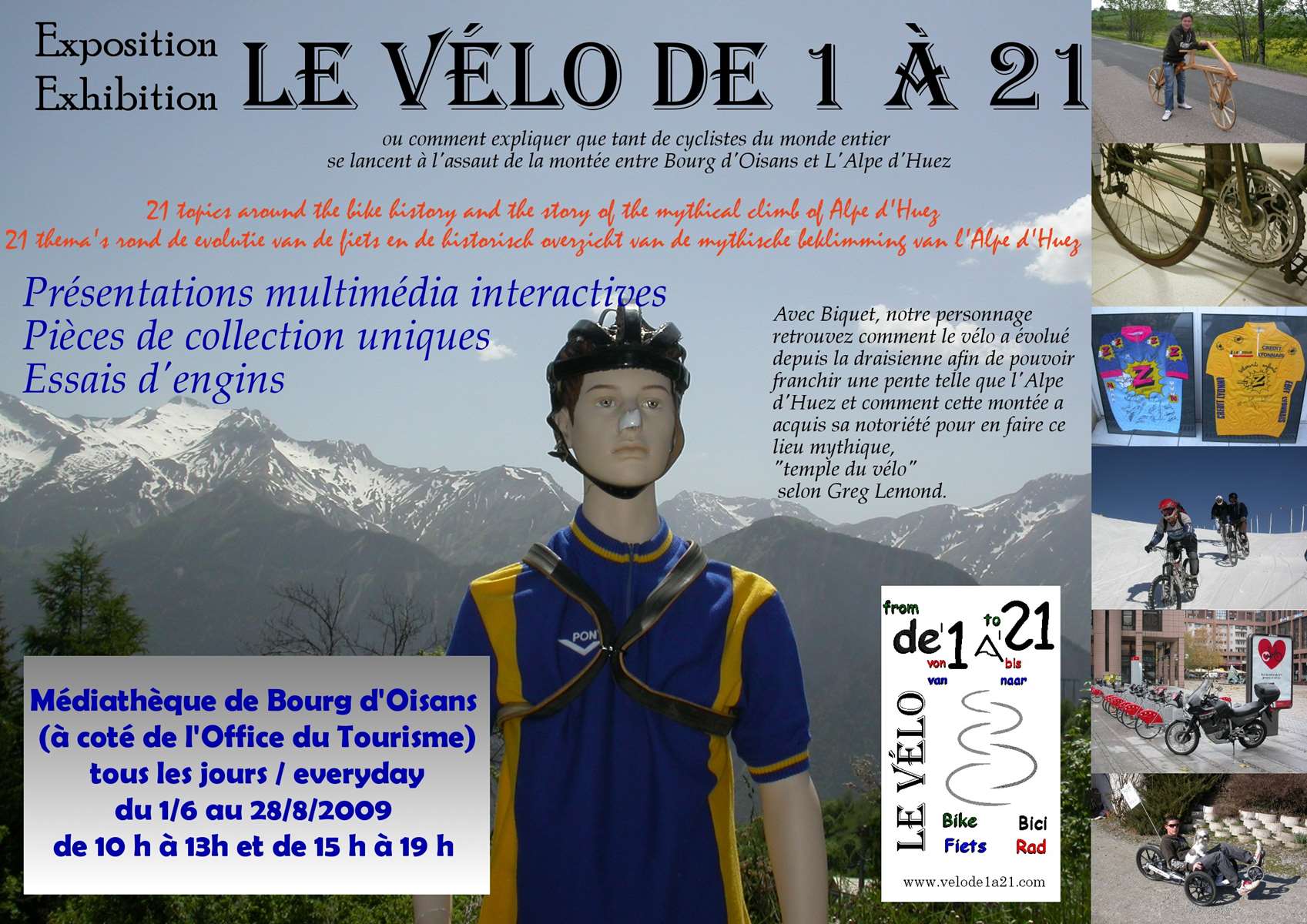 Affiche vlo de 1 21, exposition interactive du vlo Bourg d'Oisans Alpe d'Huez